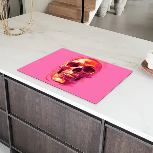 Felroze - Tanden - Schedel Inductie beschermer vinyl 3mm klein -sfeer8