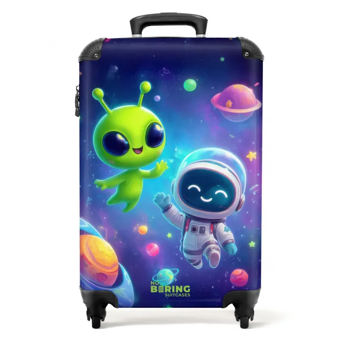 Alien en astronaut in de ruimte NBS - Handbagage koffer - Kinderen Unisex middel -productfoto_recht