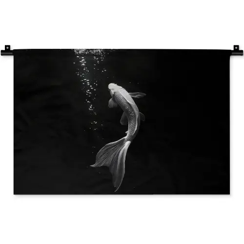 Koi - Vis - Wit - Zwart Wandkleed katoen klein -zz3d