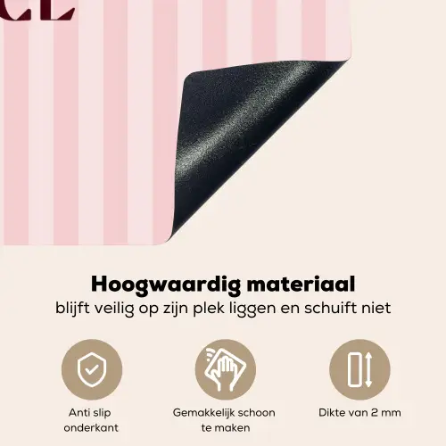 Nice - Strepen - Roze Inductie beschemer met haakjes klein -ky-onderkant-nl
