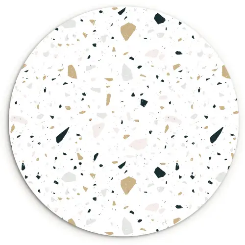 Terrazzo - Patroon - Wit - Neutraal Wandcirkel kunststof plaat 5mm dik klein 188 -3d