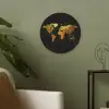 Wereldkaart - Goud - Druipen - Zwart Akoestische PET Vilt - Rond klein -sfeer2