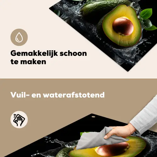 Avocado - Groente - Bladeren - Water - Zwart - Groen Inductie beschemer met haakjes middel -ky-schoon-nl