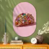 Taco - Kleurrijk - Edelstenen - Goud Wandcirkel Ovaal Glas middel -sfeer2