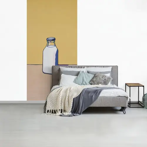 Glazen - Fles - Illustratie - Melk fotobehang vinyl groot -slaapkamer