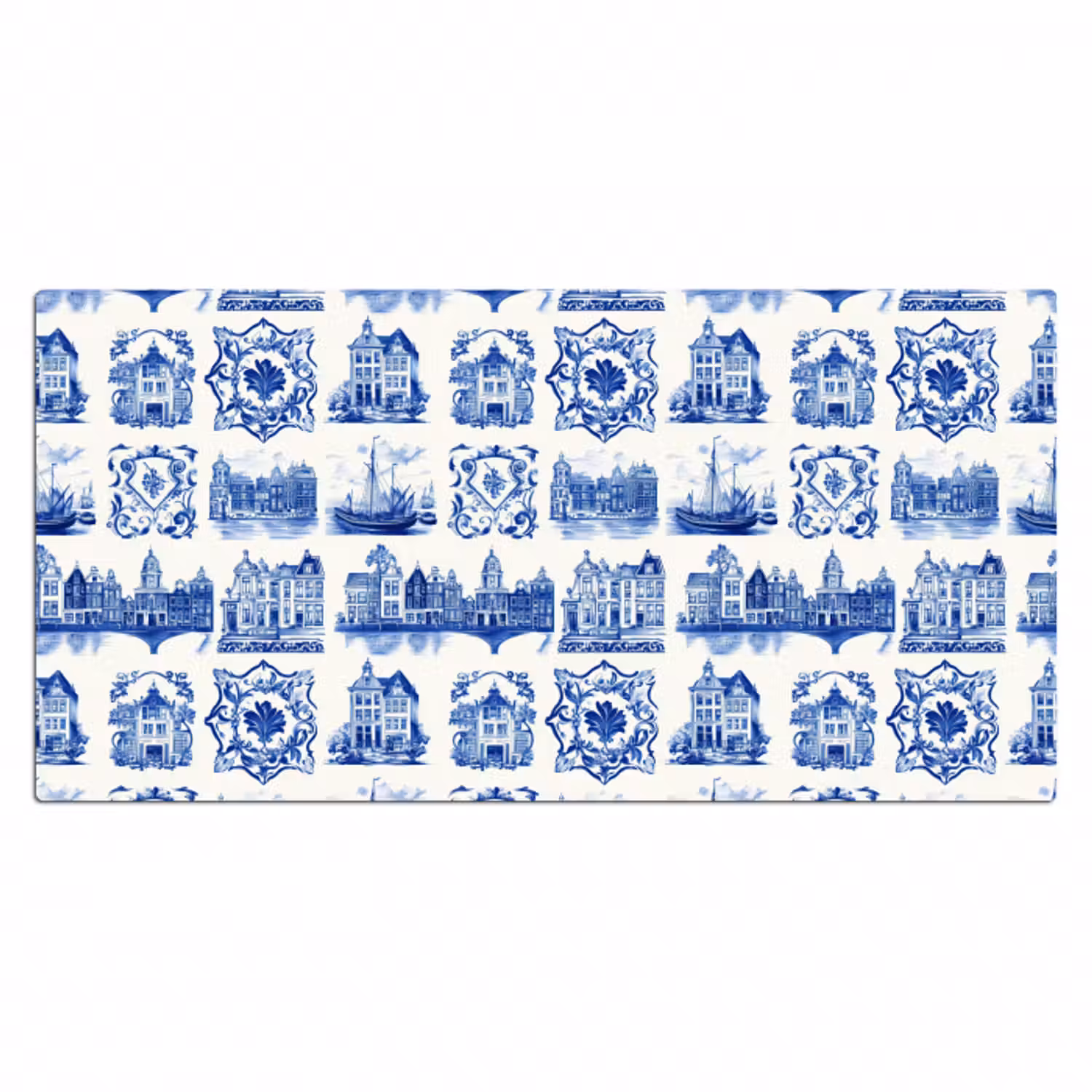 Schreibtischunterlage - Häuser - Schiffe - Blau
