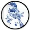 Vogel - Delfts blauw - Illustratie - Bloemen Fotolijst rond zonder passe partout klein -3d