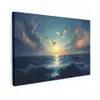 Meeuwen - Zee - Wolken -Blauw Tuinposter op houten frame 2 cm dik klein -3d