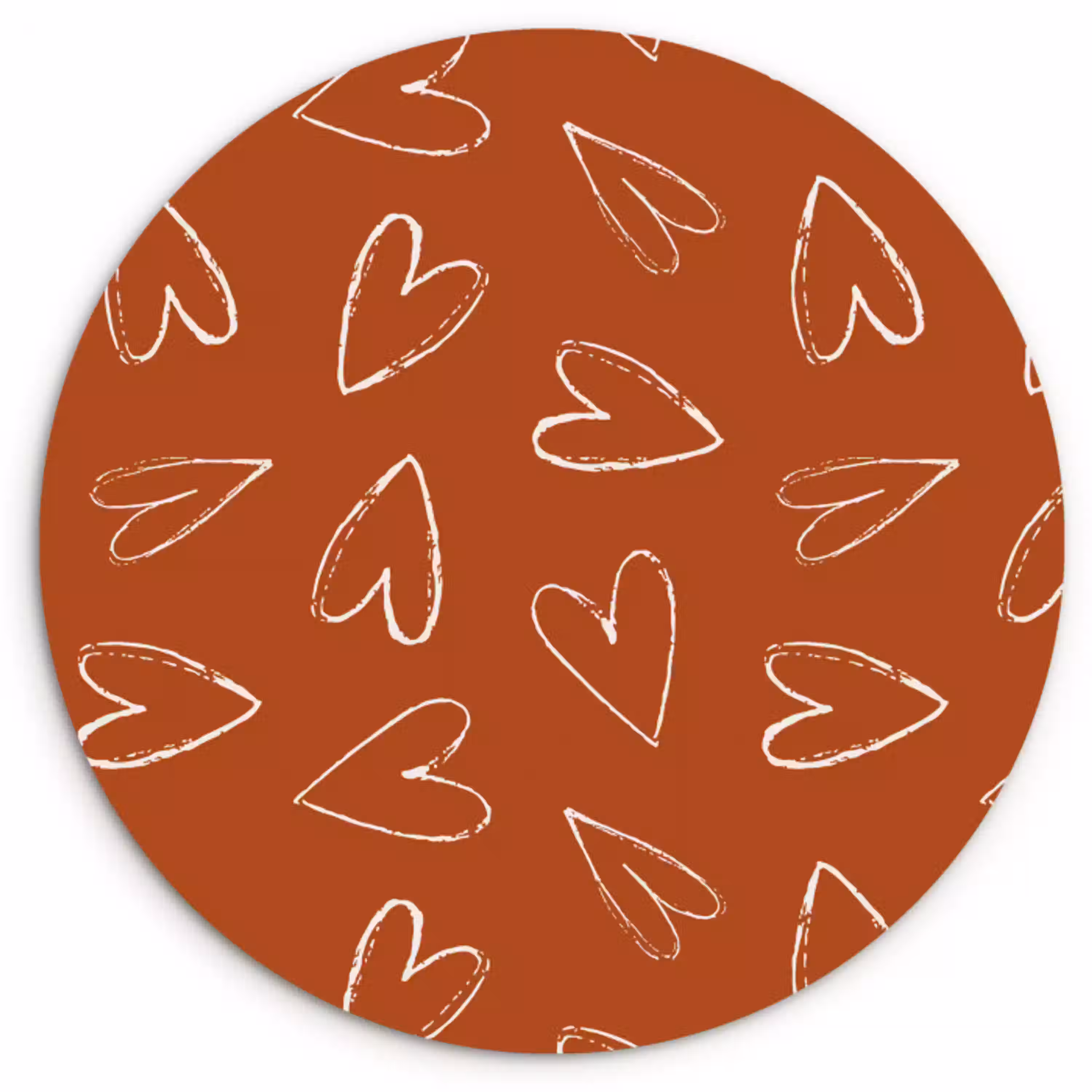 Terracotta - Wit - Hartjes Wandcirkel plexiglas klein 852 -3d