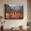 Giraffen - Hoog gras - Acaciabomen Textielframe zwart klein -sfeer3