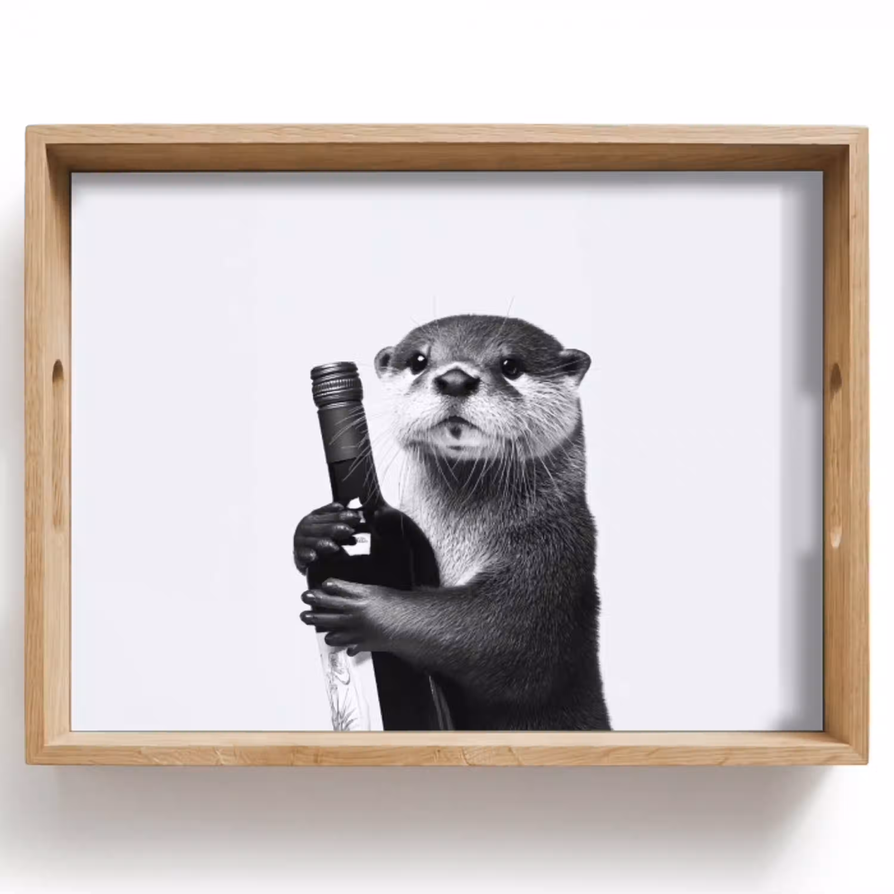 Wijnfles - Otter - Zwart Dienblad Rechthoek middel -z3d_shopping
