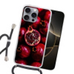 Granaatappel - Rood - Fruit Hoesje iPhone 16 Pro Max met koord klein -sfeer1