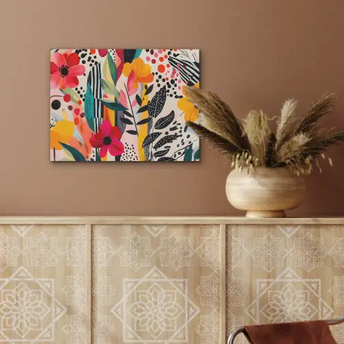 Bloemen - Bladeren - Abstract - Kleurrijk PET vilt klein -sfeer4