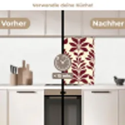 Abstract - Bladeren - Burgundy keuken achterwand 2 middel 865 -voor-na2_DE