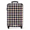 Pied-de-poule patroon in beige en donkerblauw NBS - Handbagage koffer - Kinderen Unisex middel -productfoto_recht