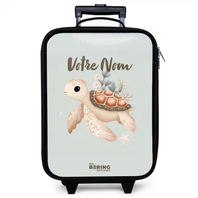 Bruine zeeschildpad in pastel onderwaterwereld Kinderkoffer - Zwart klein -zzz_website3d