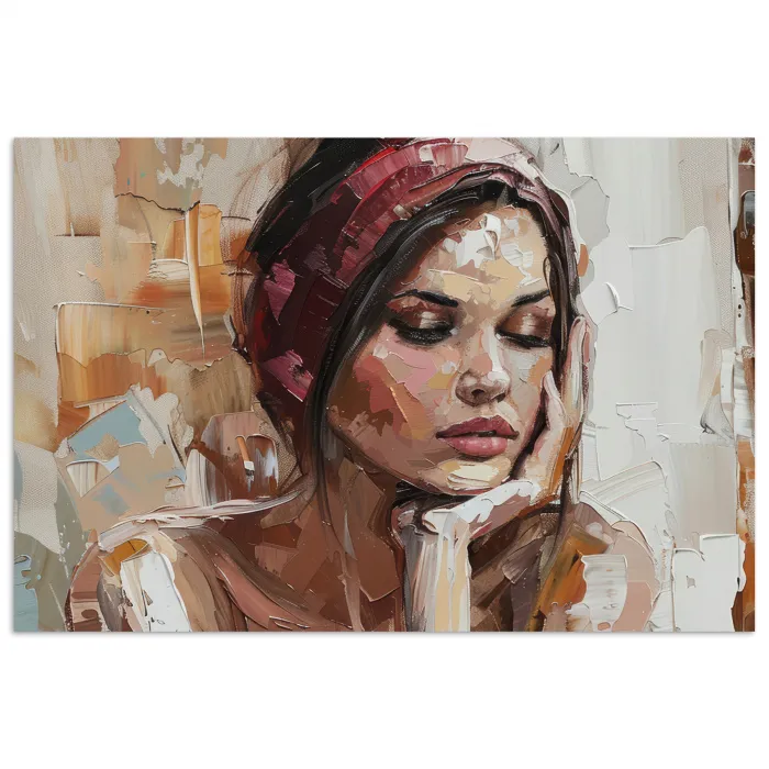 Vrouw - Verflook - Portret - Modern poster papier klein -3d