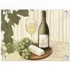 Wijn - Druiven - Kaas - Bladeren tuinposter los doek klein -3d