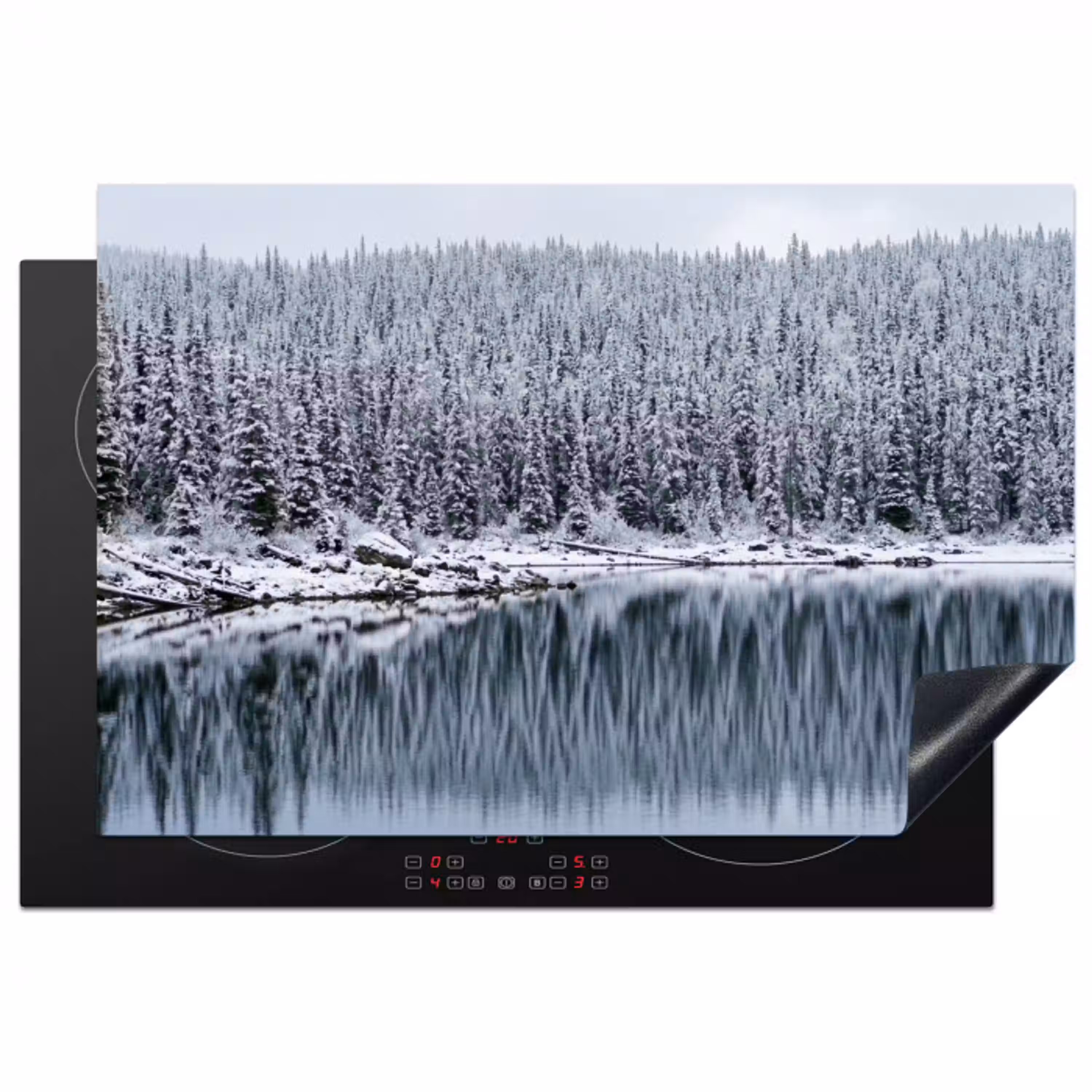 Bos - Reflectie - Meer - Winter - Serene Inductie beschermer vinyl 3mm klein -3d
