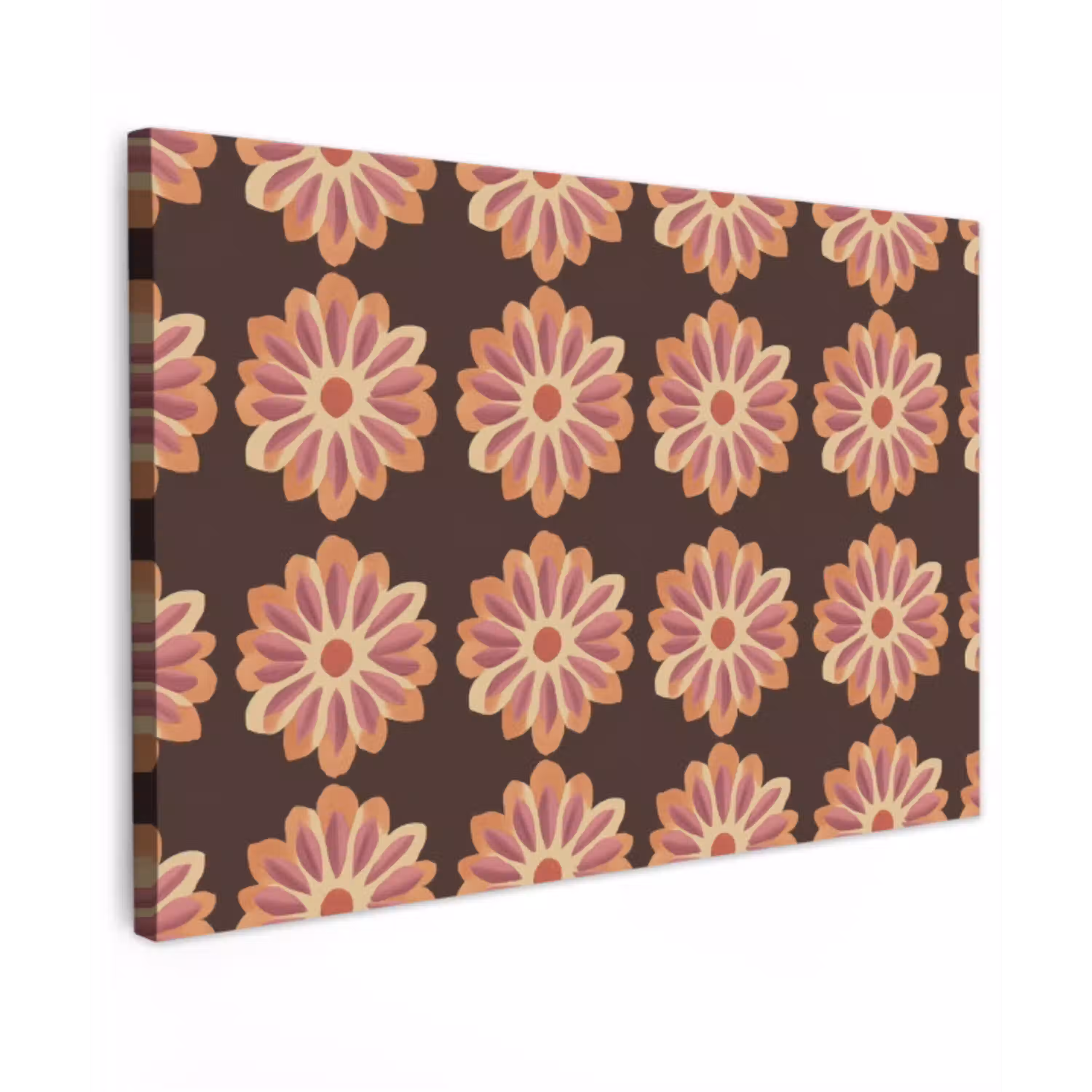 Bloemen - Patroon - Bruin Tuinposter op houten frame 2 cm dik klein 845 -3d