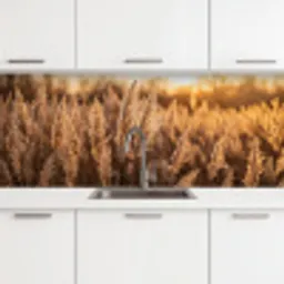Rietpluimen - Gras - Zonsondergang - Goud - Serene keuken achterwand 2 middel -3d