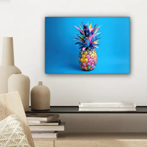 Ananas - Blauw - Tropisch - Vrolijk canvas 2cm klein -sfeer6