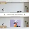 Papegaai - Koksmuts - Paars - Cute keuken achterwand spatscherm klein -voor_na_NL