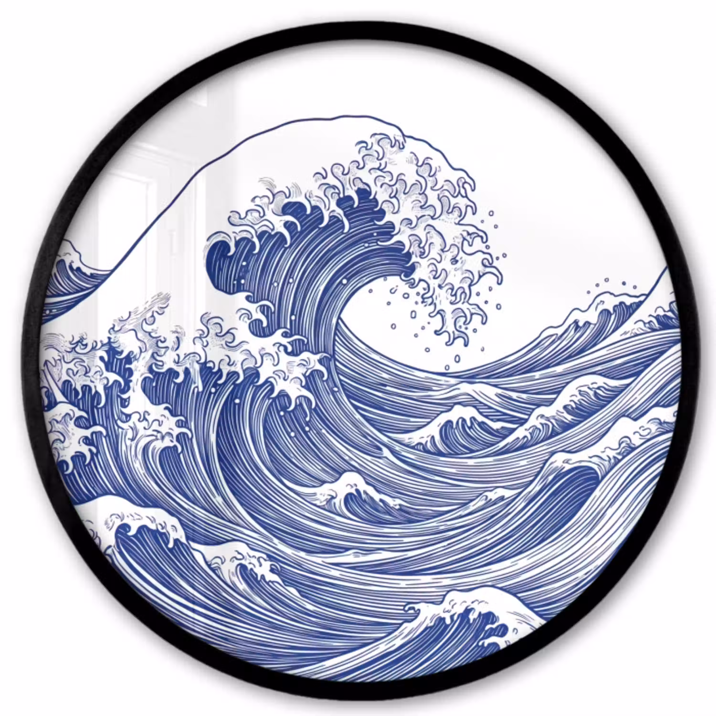 Golf - Japans - Zee - Illustratie - Blauw Fotolijst rond zonder passe partout klein -3d