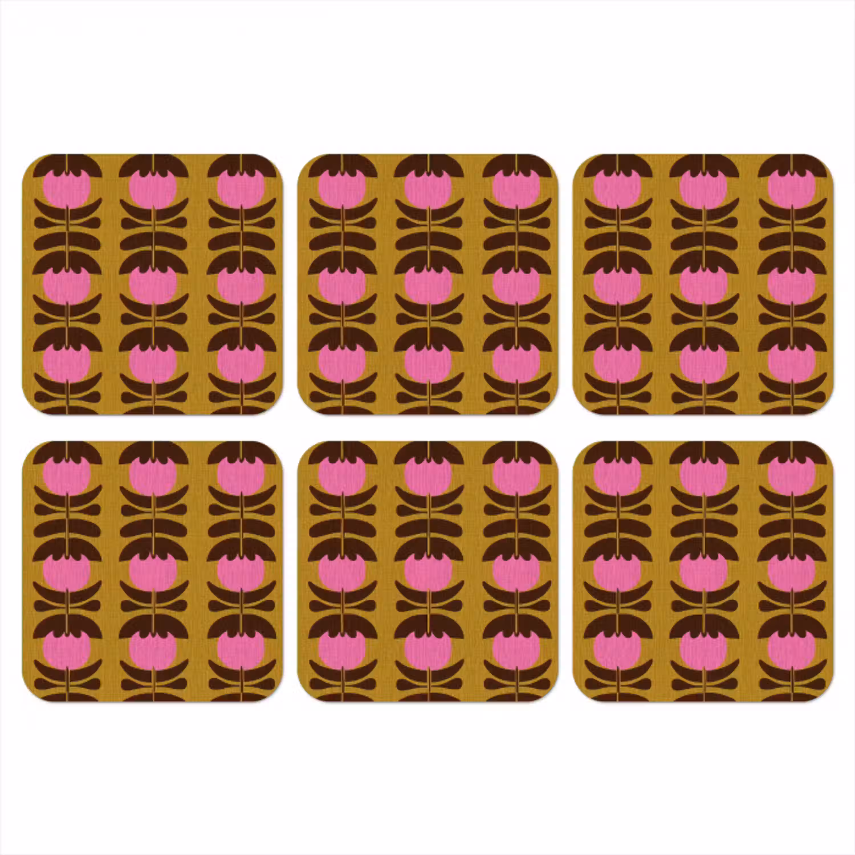 Abstract - Bloemen - Roze onderzetter kurk middel 366 -3d