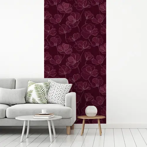 Bloemen - Patroon - Bordeauxrood fotobehang vinyl groot 64 -woonkamer