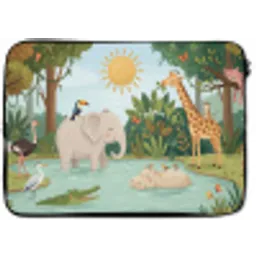 Jungle - Oase - Dieren - Kleurrijk laptophoes neopreen klein -zkaufland3dotto