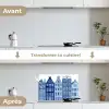 Aquarel - Grachtenpanden - Delfts - Blauw keuken achterwand spatscherm klein -voor_na_FR