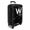 Marmer print - Zwart - Letter W NBS - Handbagage koffer - Kinderen Unisex middel -productfoto_3d