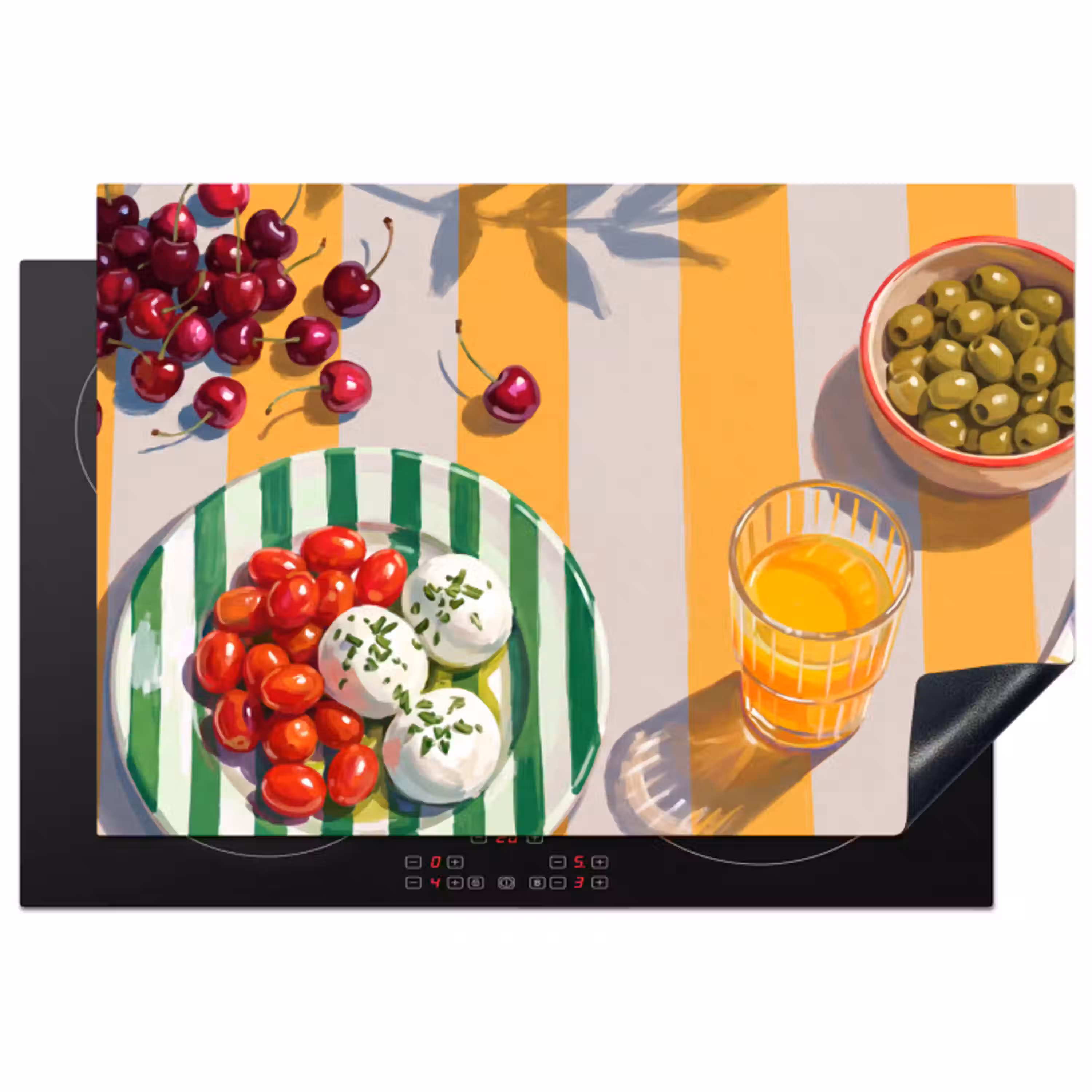 Eten - Zomer - Kleurrijk Inductie beschermer vinyl 3mm klein -3d