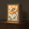 Klaprozen - Oranje - Mozaïek - Bladeren Light Box met kabel (Tafellamp) klein -z3d_website