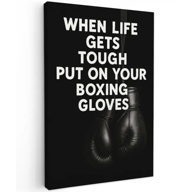 Tekst - Bokshandschoenen - Wit canvas 2cm klein -z3d