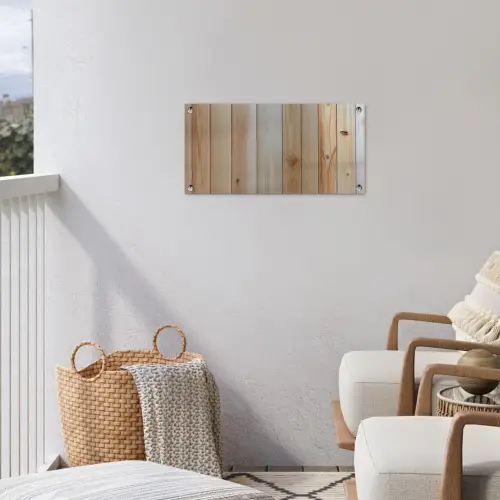 Hout - Planken - Licht tuinposter los doek klein -sfeer8