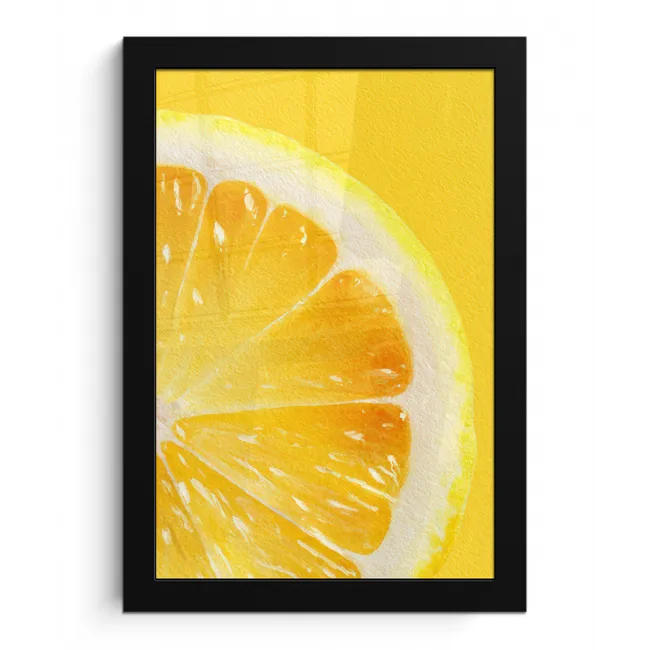Citroen - Geel - Zonnig fotolijst zwart zonder passe partout klein -3d