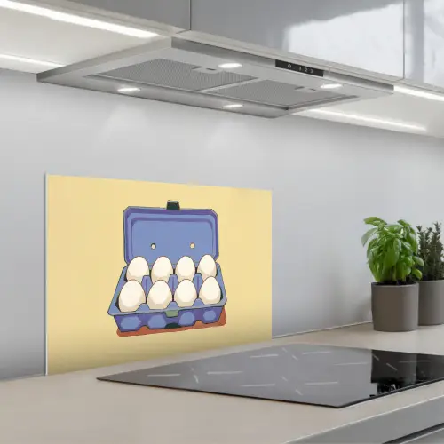 Eieren - Doos - Minimalistisch - Blauw keuken achterwand spatscherm klein -3d_schuin