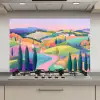 Landschap - Paars - Pastel - Huizen keuken achterwand spatscherm klein -3d_website