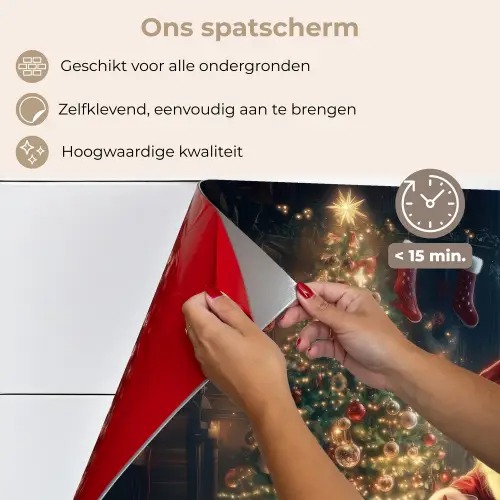 Kerstman - Haard - Donker keuken achterwand spatscherm klein -spatscherm_NL
