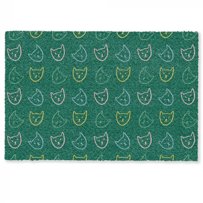 Donkergroen - Gezichten - Katten - Kleuren Deurmat klein 898 -zkaufland3d