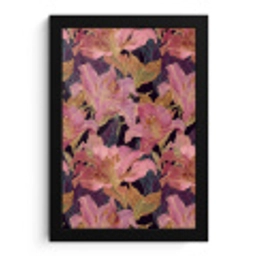 Lelies - Patroon - Roze - Goud fotolijst zwart zonder passe partout klein 224 -3d