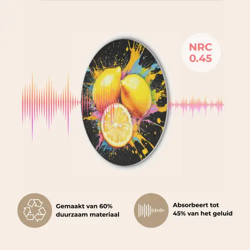 Citroen - Graffiti - Kleurrijk - Verf - Modern Akoestische PET Vilt - Rond klein -USP_NL