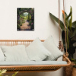 Doorkijk - Bloemen - Natuur - Rozenboog tuinposter los doek klein -sfeer7
