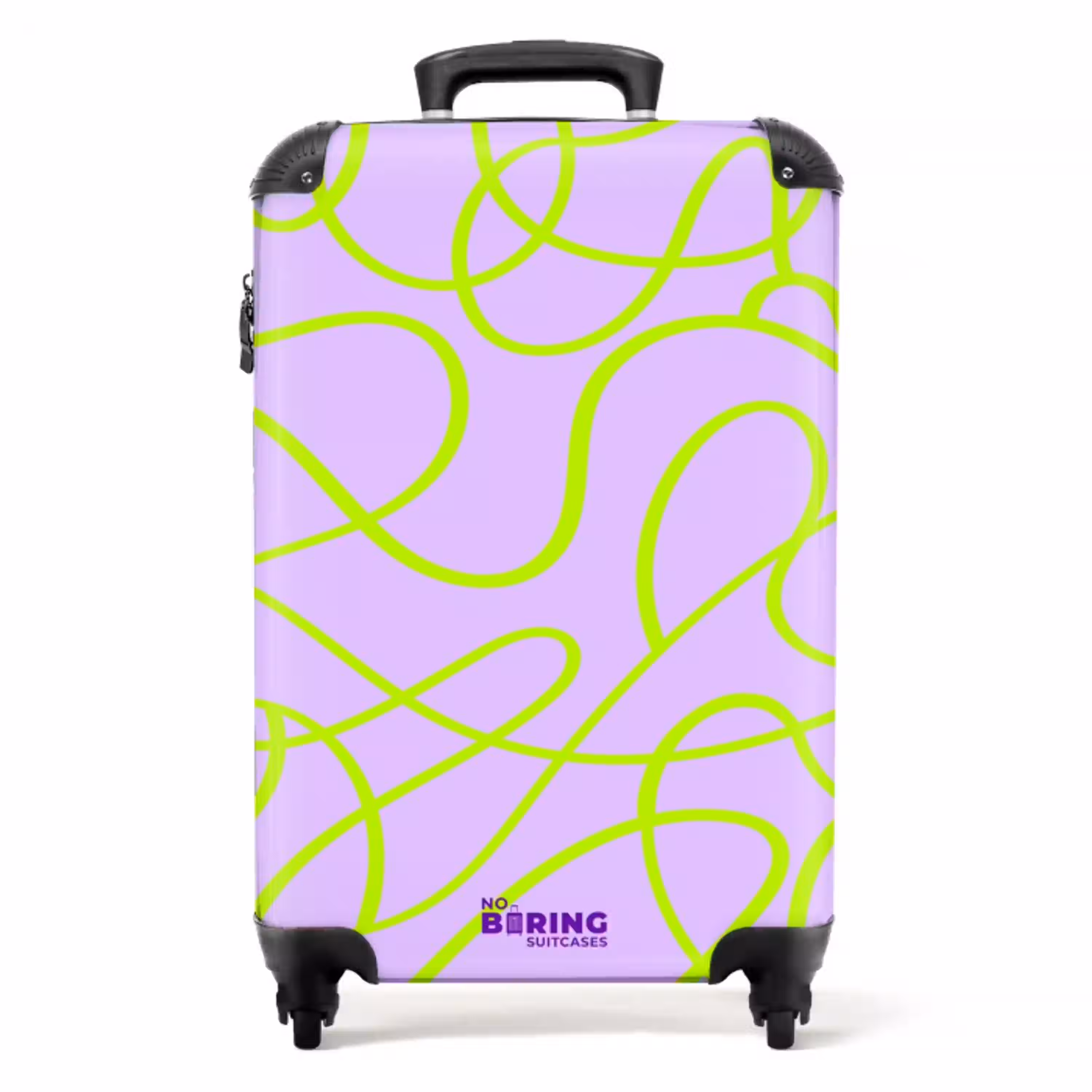 Limoengroene lijnen op lila NBS - Handbagage koffer - Volwassenen Unisex middel -productfoto_recht