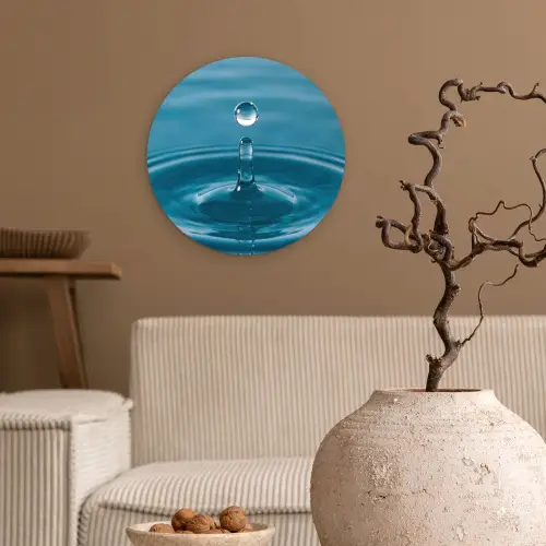 Waterdruppel - Water - Oppervlakte Wandcirkel kunststof plaat 5mm dik klein -sfeer1