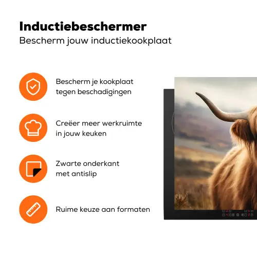 Schotse hooglander - Landschap - Dier Inductie beschermer vinyl 3mm klein -zzzzzzz-td-ups