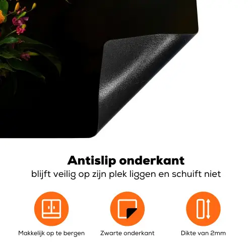 Bloemen - Vaas - Kleurrijk Inductie beschermer vinyl 3mm klein -zzzzzzz-td-onderkant