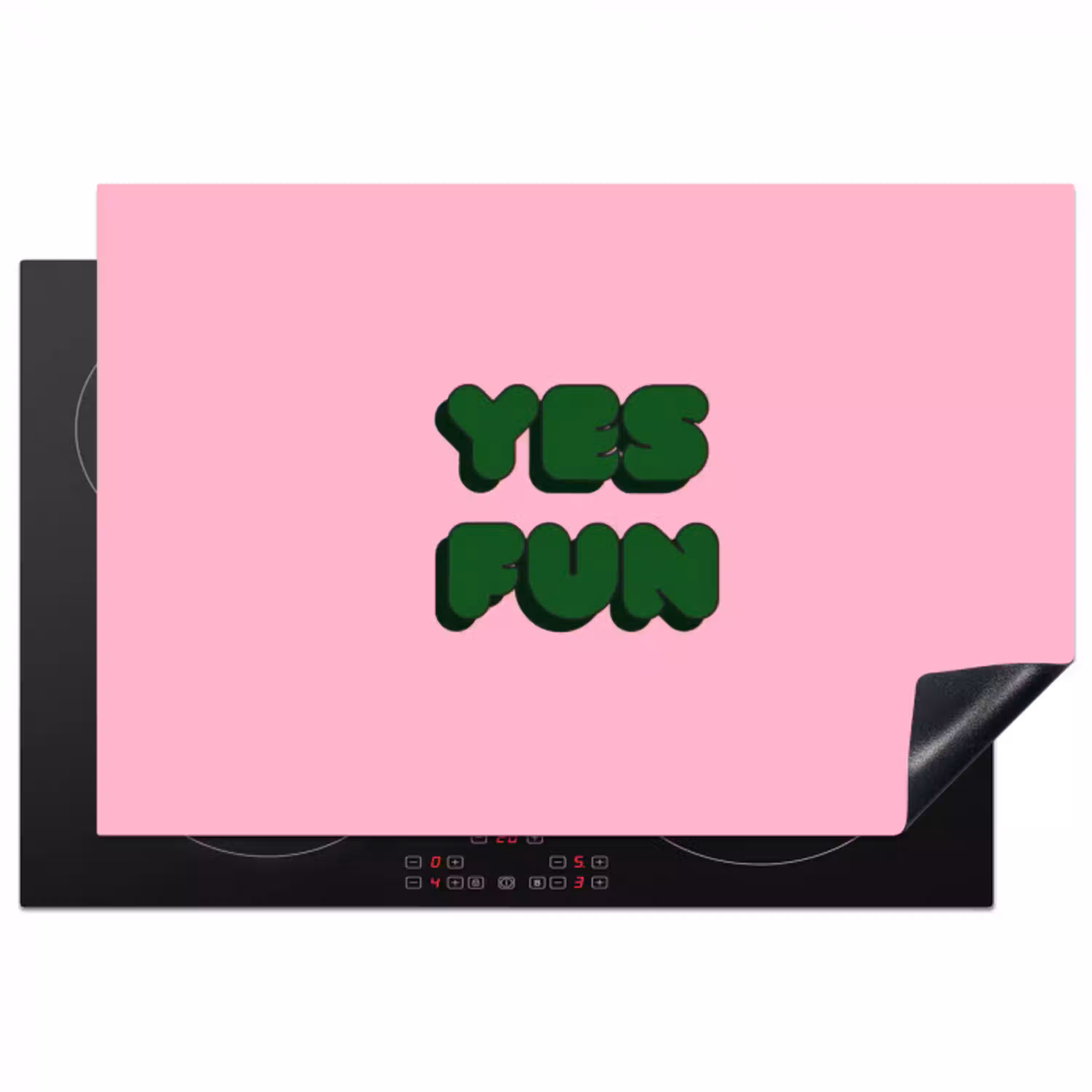 Yes fun - Groen - Roze Inductie beschermer vinyl 3mm klein -3d